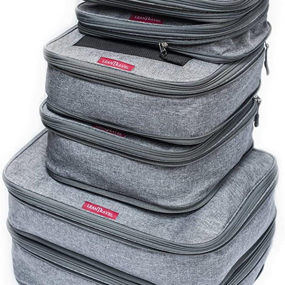 Compression Packing Cubes for Travel Organizers with Double Zipper (6-pack)